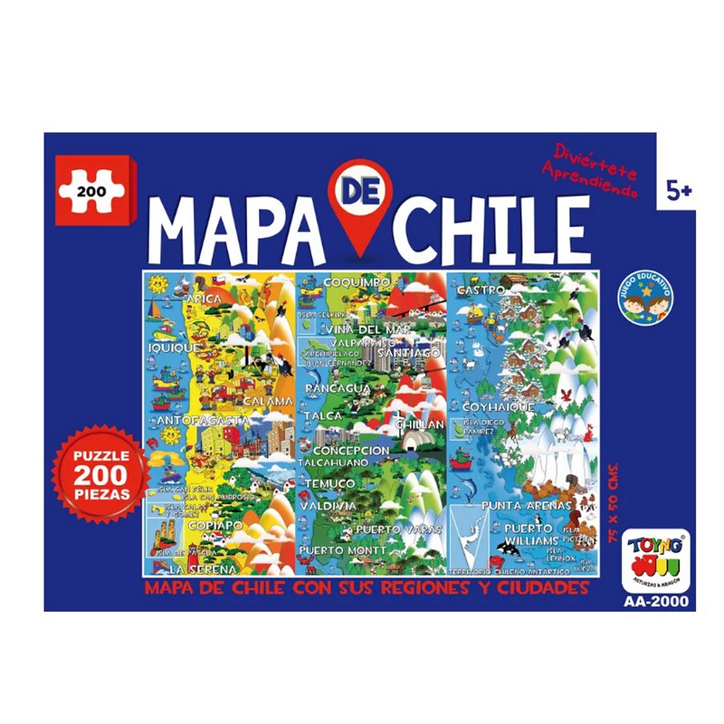 PUZZLE 200 PIEZAS MAPA DE CHILE