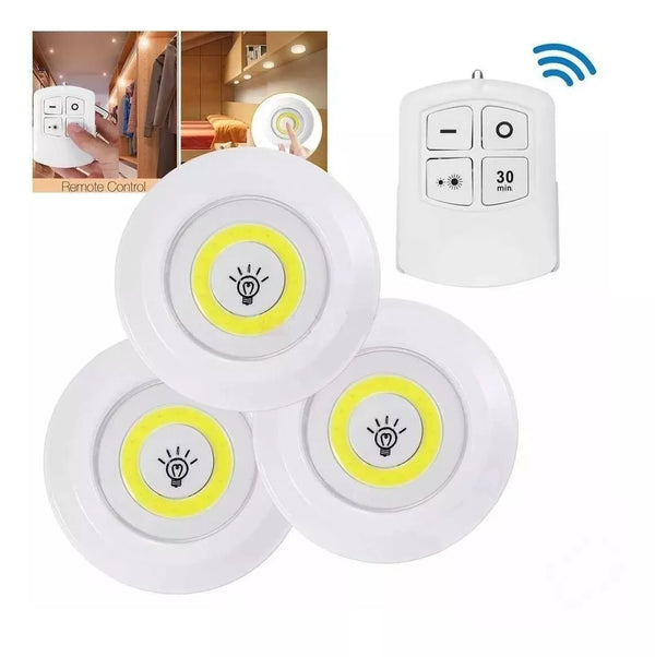 SET 3 LUZ LED PORTATIL CONTROL REMOTO TIMER DIMER