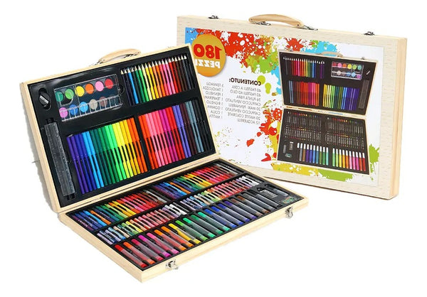 Set De Arte 180 Pcs Lapices Para Colorear Maleta De Madera