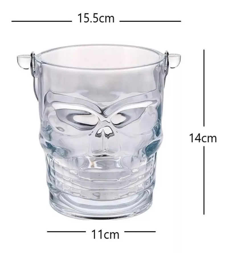 HIELERA DE VIDRIO CALAVERA + PINZAS