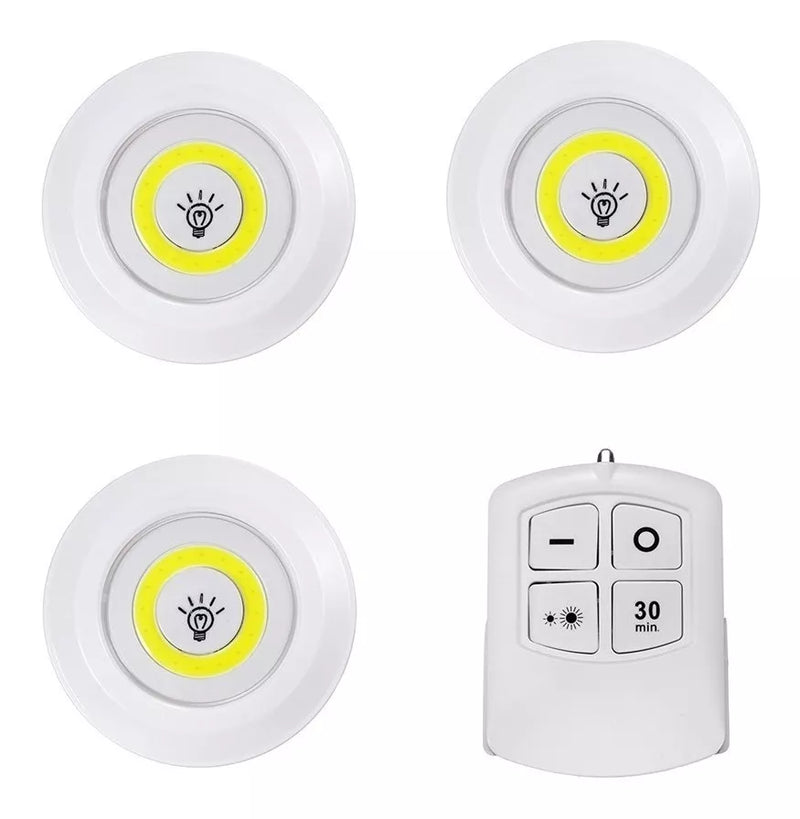 SET 3 LUZ LED PORTATIL CONTROL REMOTO TIMER DIMER