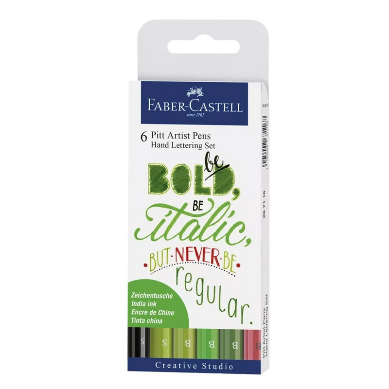 SET 6 PITT ARTIST PENS HAND LETTERING BOLD FABER CASTELL