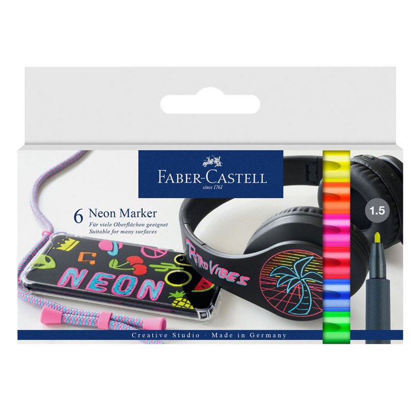 SET MARCADOR NEON MARKER 6 COLORES FABER CASTELL