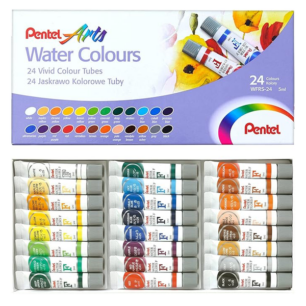 SET ACUARELA TUBO 24 COLORES PENTEL