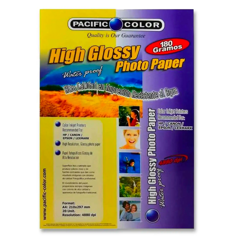 PAPEL FOTOGRAFICO GLOSSY 180GR 20HJS