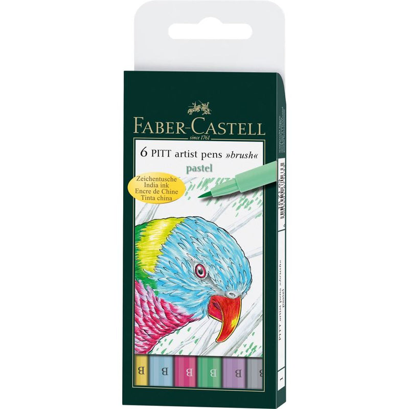 SET 6 PITT ARTISTS PENS BRUSH PASTEL  FABER CASTELL