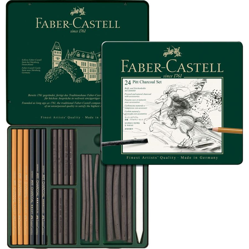 SET LAPICES PITT CHARCOAL SET 24 FABER CASTELL