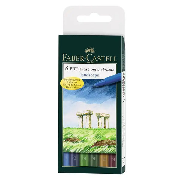 SET 6 PITT ARTIST PENS BRUSH LANDSCAPE FABER CASTELL