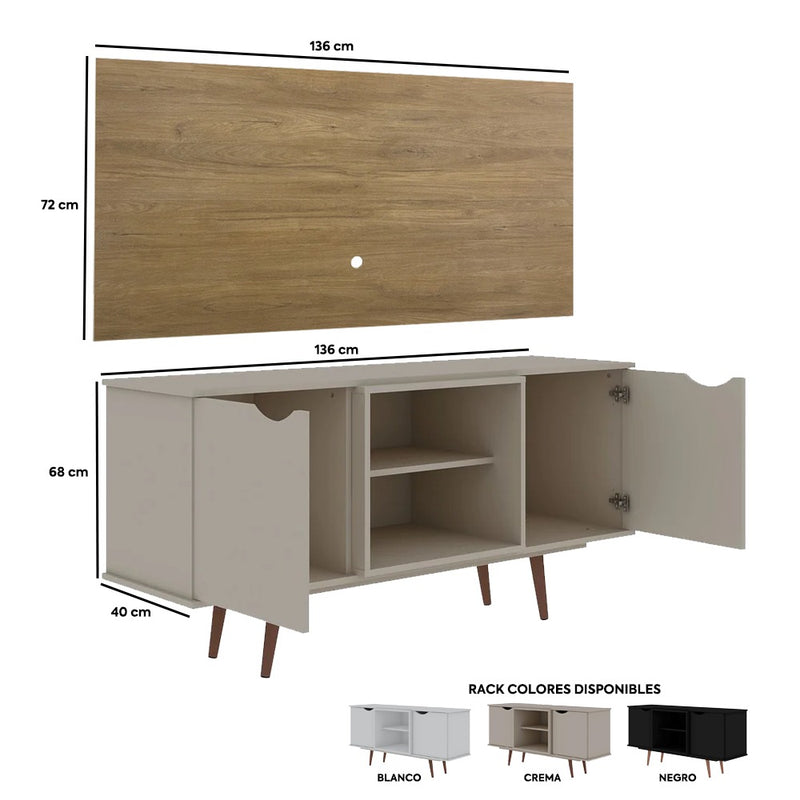 COMBO RACK TV HAMPTON + PANEL TV BAREN