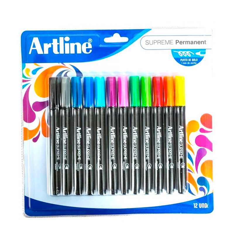 MARCADORES SUPREME 12 COLORES ARTLINE