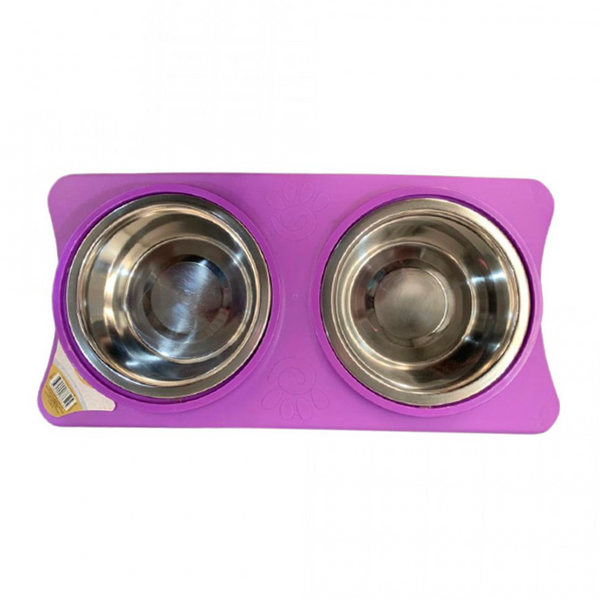PLATO DOBLE DE COMIDA PARA PERRO M