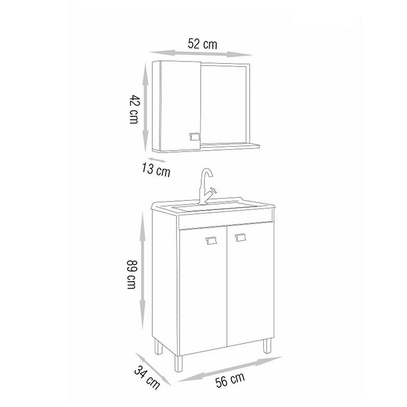 KIT MUEBLE VANITORIO + COLGANTE 2 PUERTAS