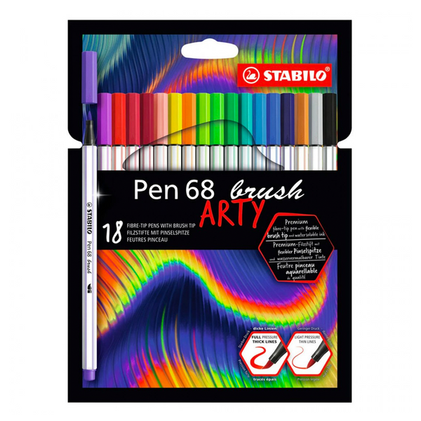 SET 18 STABILO PEN 68 BRUSH ARTY