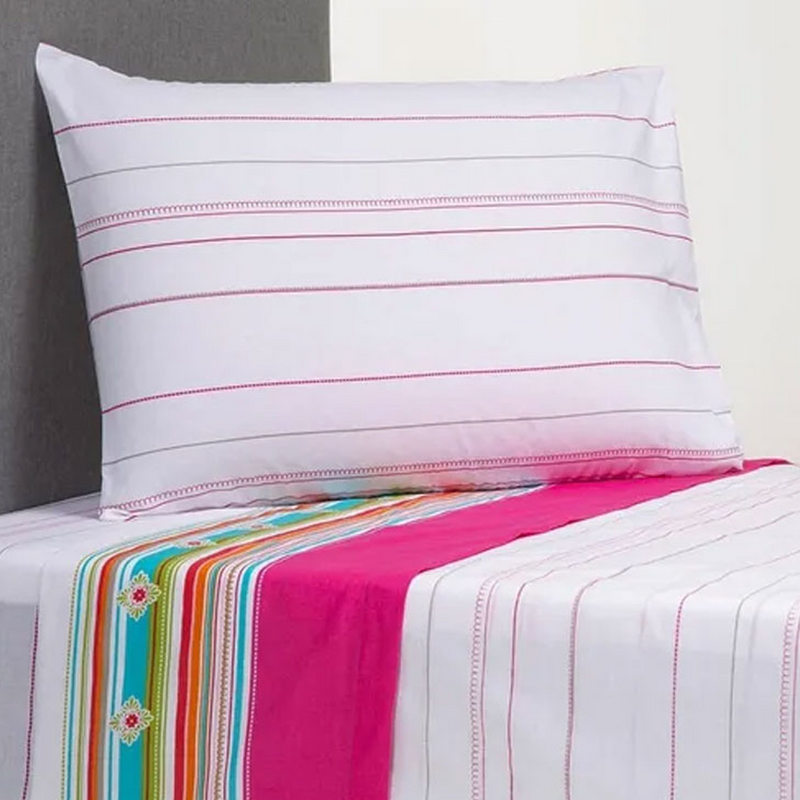 JUEGO DE SÁBANAS ZARINA COLLECTION 1,5 PLAZA – ESTAMPADA CELESTE BEIGE – ZAHR.