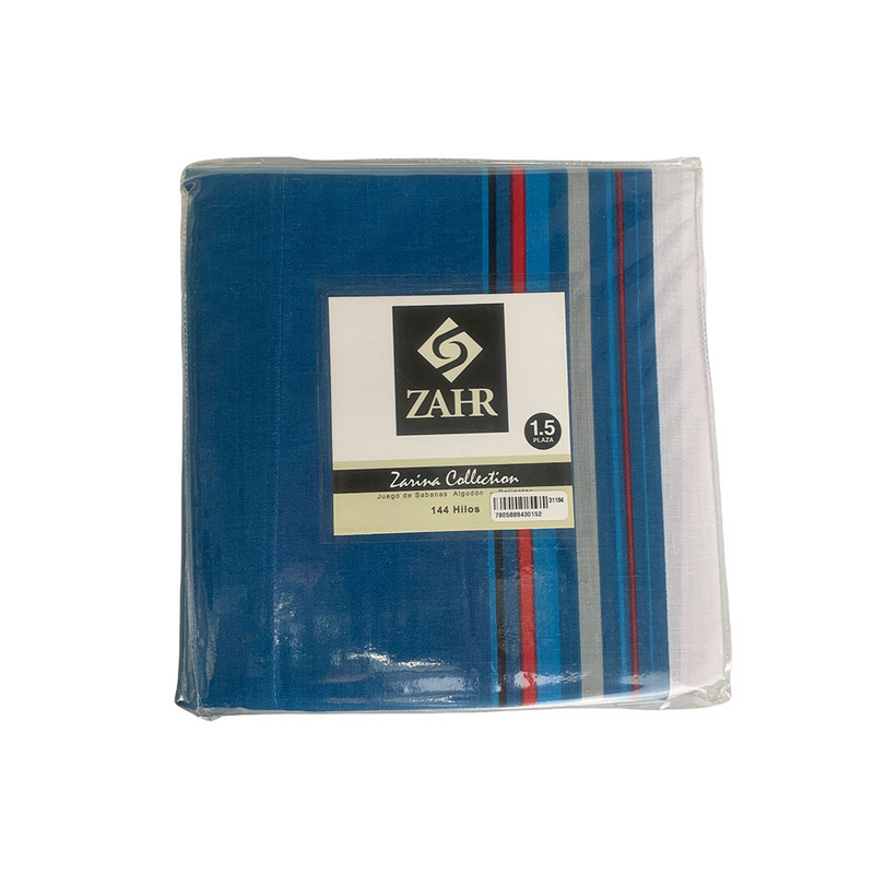 JUEGO DE SÁBANAS ZARINA COLLECTION 1,5 PLAZA – ESTAMPADA CELESTE BEIGE – ZAHR.