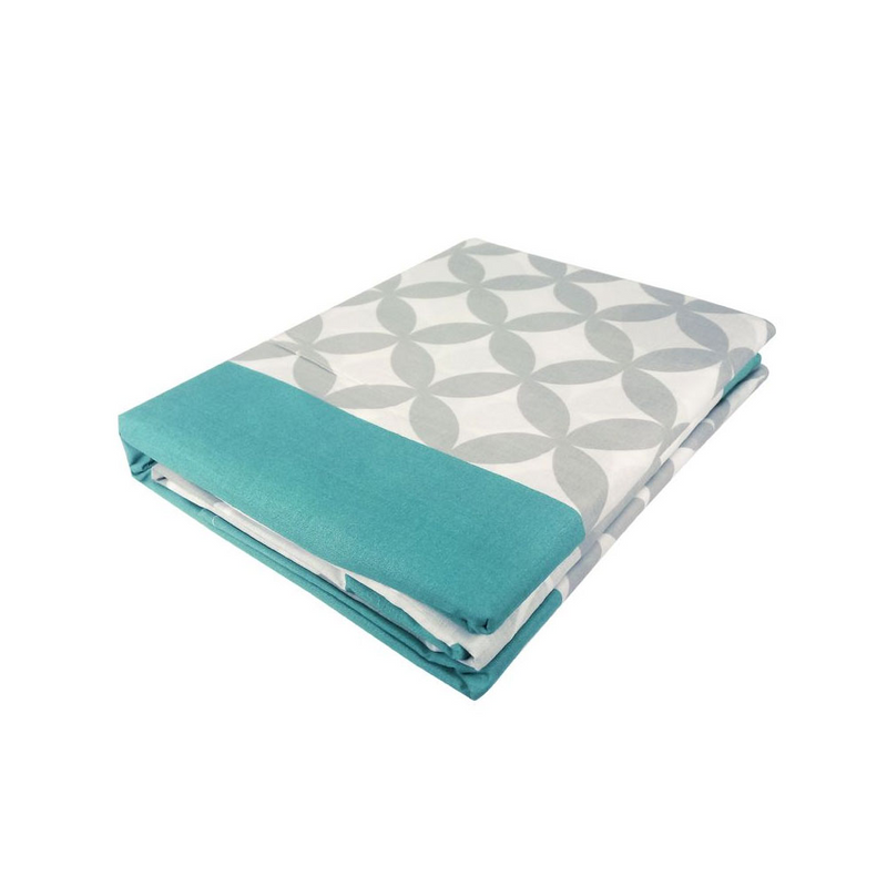 JUEGO DE SÁBANAS ZARINA COLLECTION 1,5 PLAZA – ESTAMPADA CELESTE BEIGE – ZAHR.