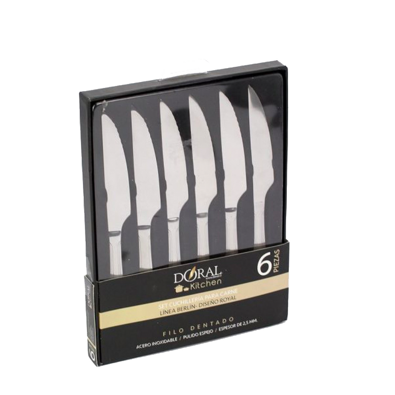JUEGO CUCHILLOS CARNE 6 PIEZAS ROYAL DORAL - TICK OFFICE