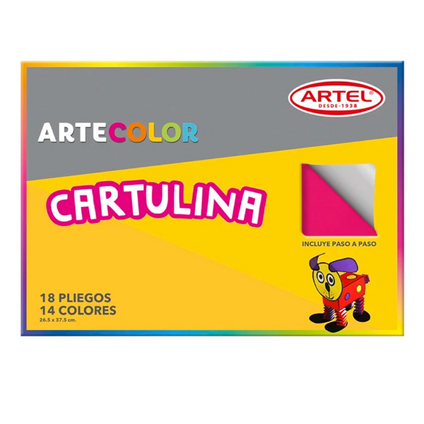 BOLSON CARTULINAS 18 PLIEGOS 14 COLORES ARTEL