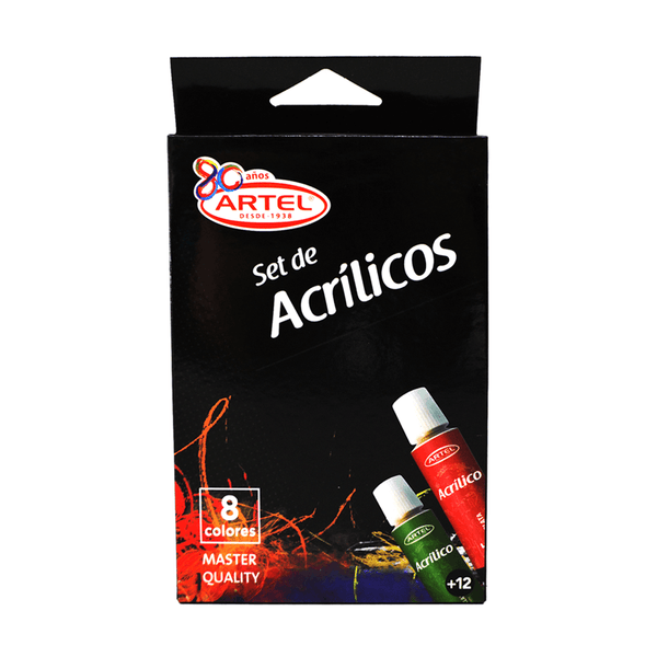 SET PINTURAS ACRILICAS ARTEL 8 COLORES 12ML TUBO