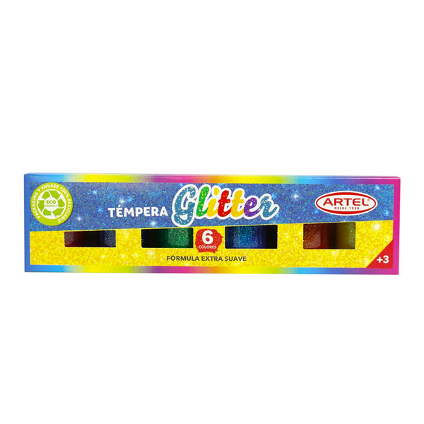 TEMPERA GLITTER 15 ML 6 COLORES