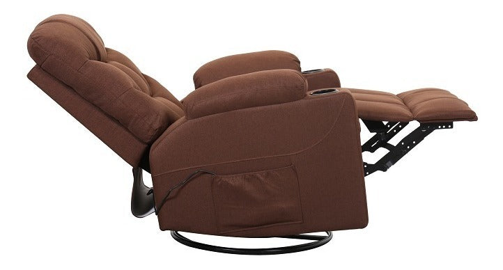 Sillón Reclinable Mecedor con Masajeador Manual Bladen De RR9830-CAFÉ