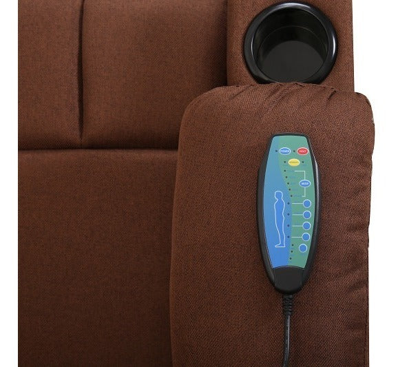 Sillón Reclinable Mecedor con Masajeador Manual Bladen De RR9830-CAFÉ